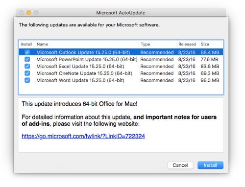 turn off office update notifications for microsoft word for mac